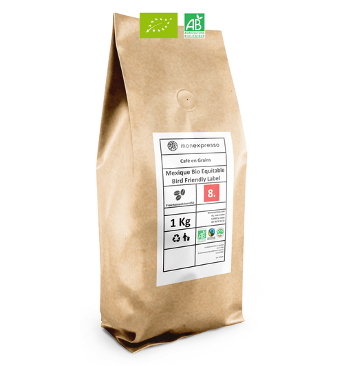 Café DÉCAFÉINÉ CO2 en grains bio équitable 1 kg