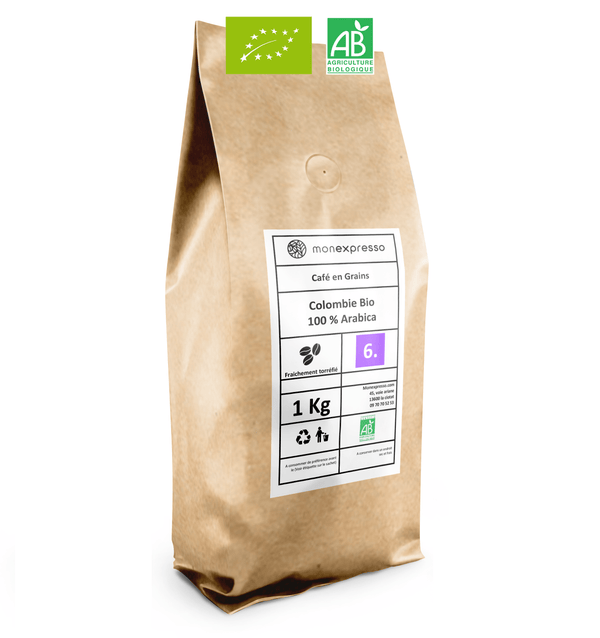 Café en grains Colombie Excelso Biologique
